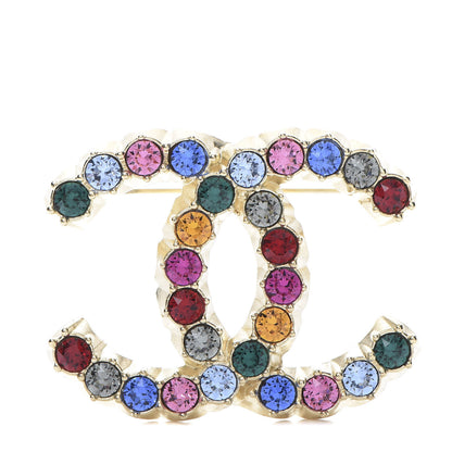 Chanel Crystal Over The Rainbow CC Brooch Gold Multicolor 1 of 5