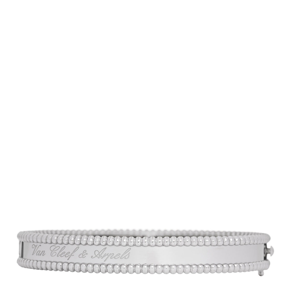 Van Cleef & Arpels 18K White Gold Perlee Signature Bangle Bracelet S 2 of 4