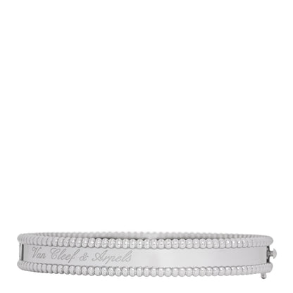 Van Cleef & Arpels 18K White Gold Perlee Signature Bangle Bracelet S 2 of 4
