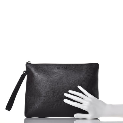Gucci Grained Calfskin Zip Wristlet Pouch Dark Brown 2 of 8