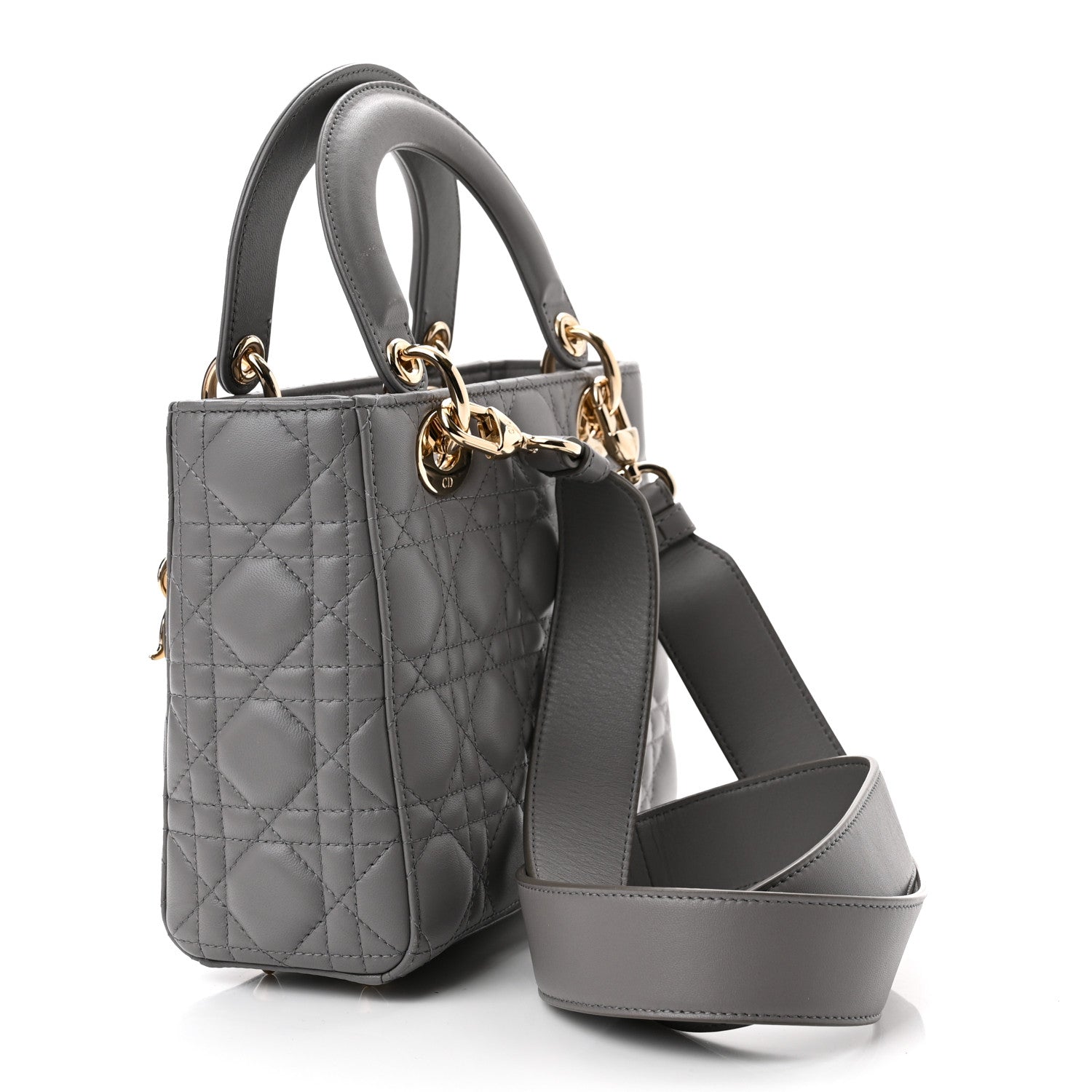 Christian Dior Lambskin Cannage Small My ABCDior Lady Dior Grey 3 of 11