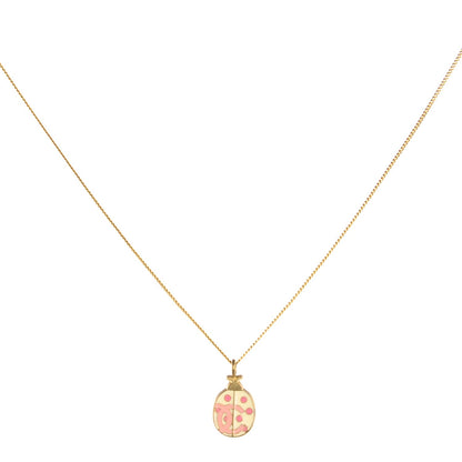 Chanel Enamel CC Ladybug Necklace Pink White Gold 1 of 4