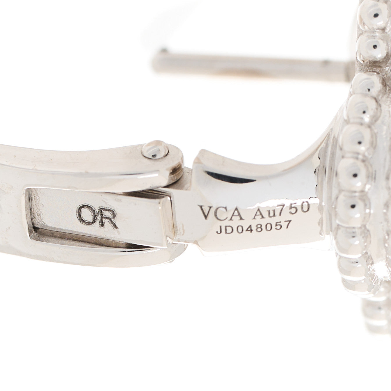 18K White Gold Mother of Pearl Vintage Alhambra Earrings