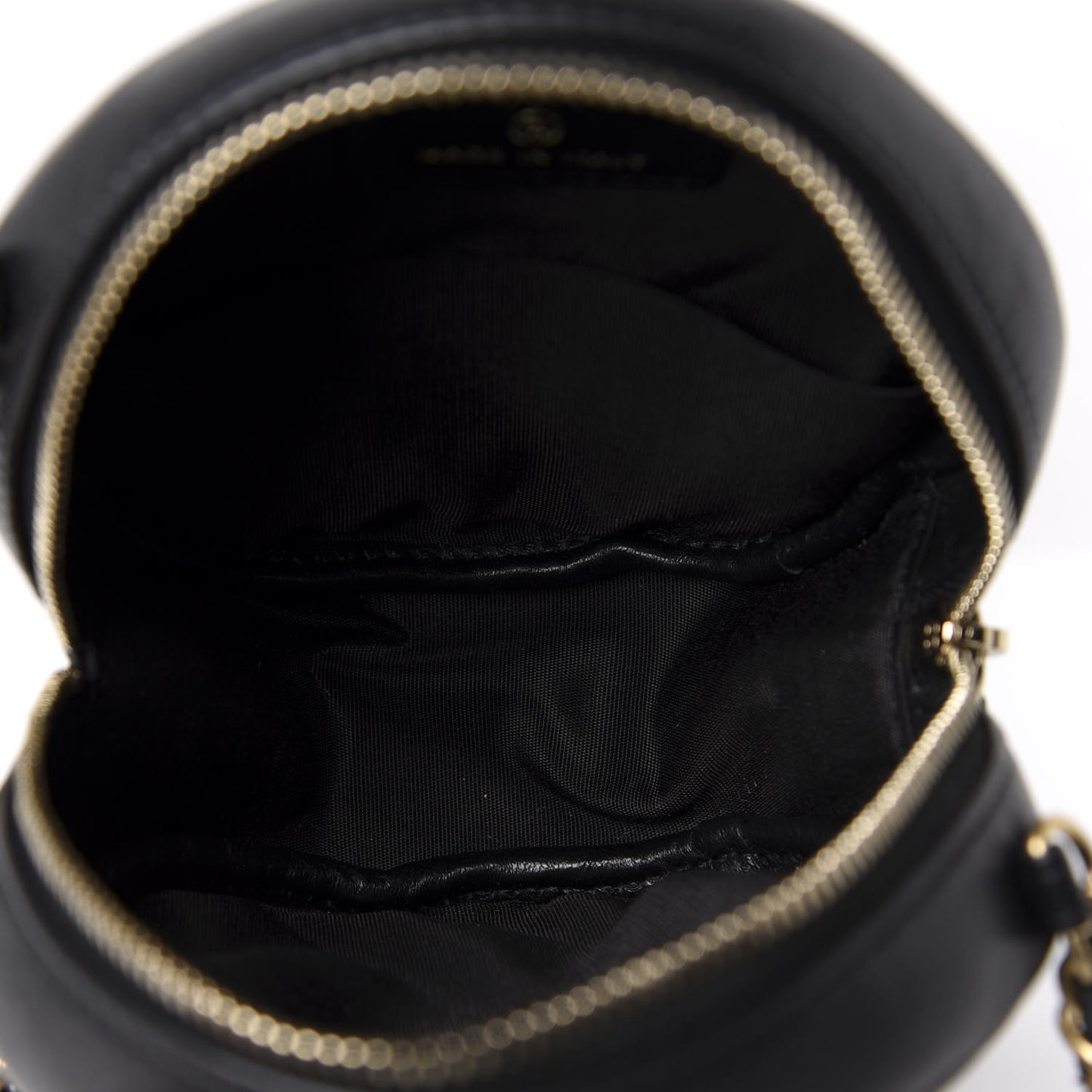 Lambskin Quilted Studded Round Clutch With Chain Black
