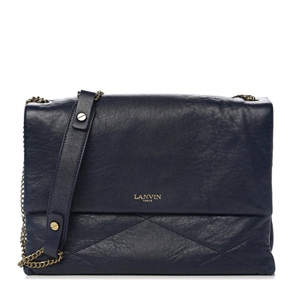 Lanvin Lambskin Quilted Medium Sugar Flap Shoulder Bag Navy 1 of 10