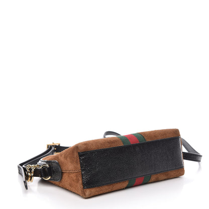 Gucci Suede Patent Web Small Ophidia Dome Shoulder Bag Nocciola Black 4 of 10