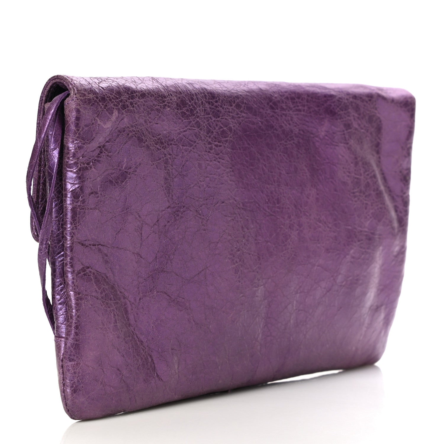 Balenciaga Agneau Classic Hardware Envelope Clutch Metallic Purple 3 of 13