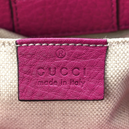 Gucci Pebbled Calfskin Mini Bamboo Shopper Tote Bright Bougainvillea 6 of 13