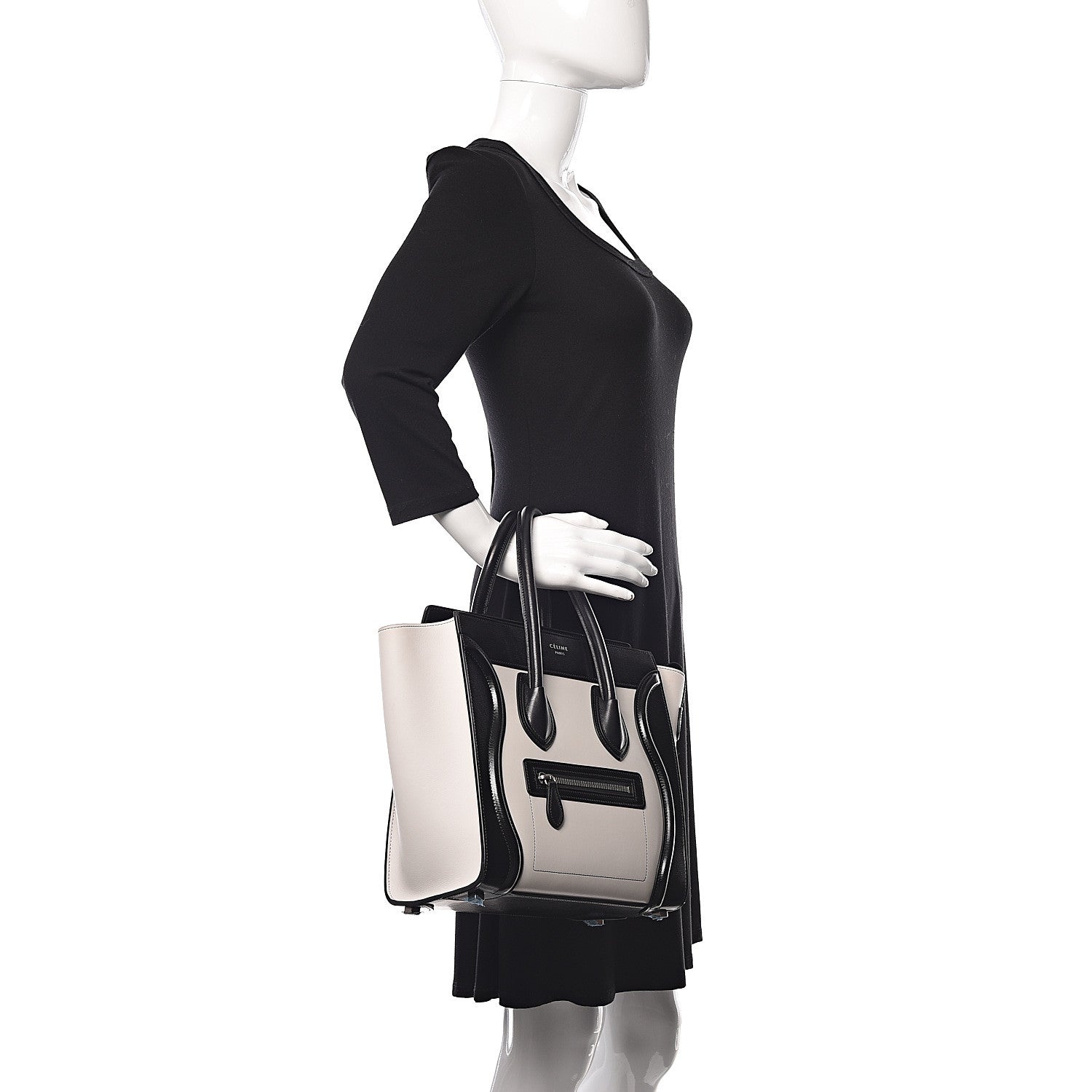 Celine Sleek Calfskin Micro Bi-Color Luggage Black White 2 of 11
