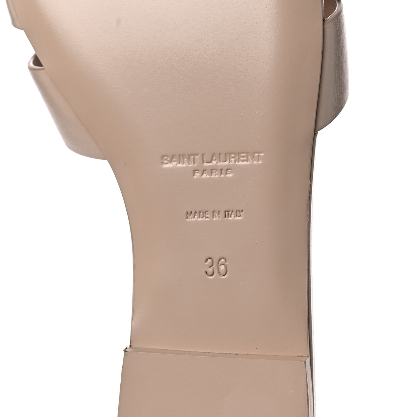 Calfskin Tribute 05 Slide Sandals 36 Dark Beige