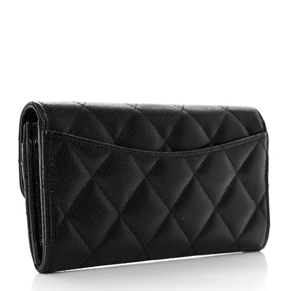Chanel Caviar Quilted Medium Gusset Flap Wallet Black 3 of 9