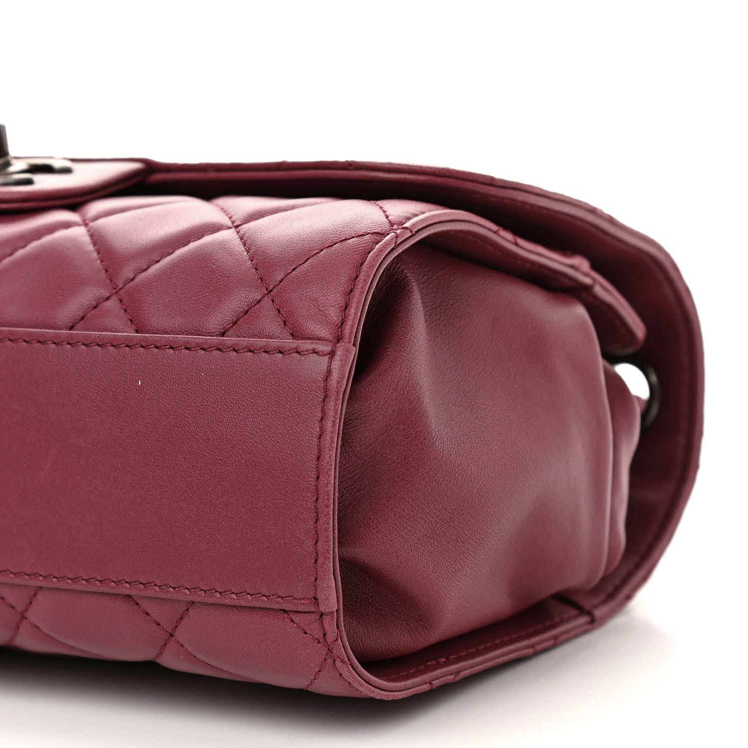 Chanel Lambskin Medium Grocery By Chanel Drawstring Shopping Bag Dark Pink 10 of 10