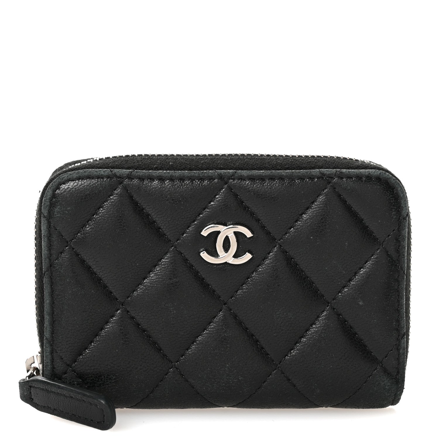 Chanel Lambskin Quilted Zip Coin Purse Black 1 of 10