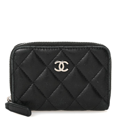 Chanel Lambskin Quilted Zip Coin Purse Black 1 of 10
