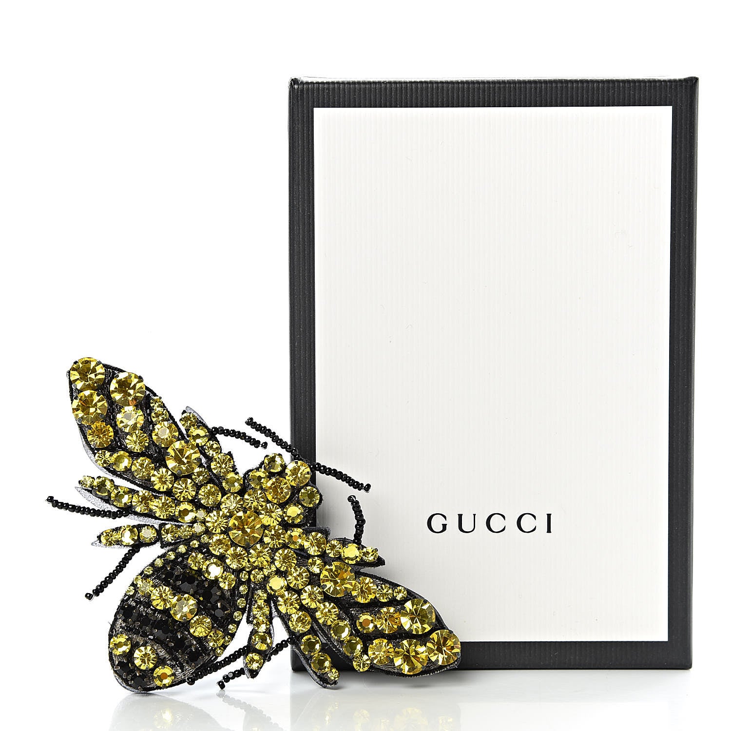Gucci Metal Crystal Bee Brooch Black Yellow 5 of 5