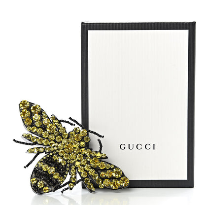 Gucci Metal Crystal Bee Brooch Black Yellow 5 of 5