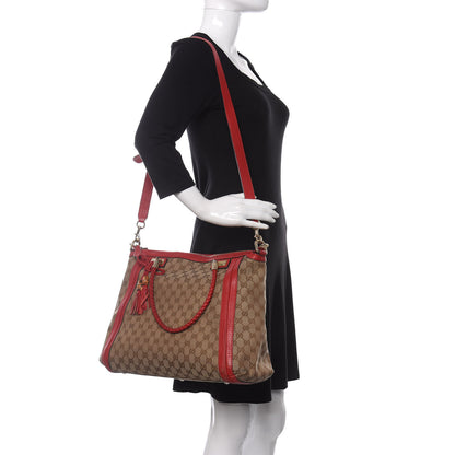 Gucci Monogram Large Bella Top Handle Bag Red 2 of 12