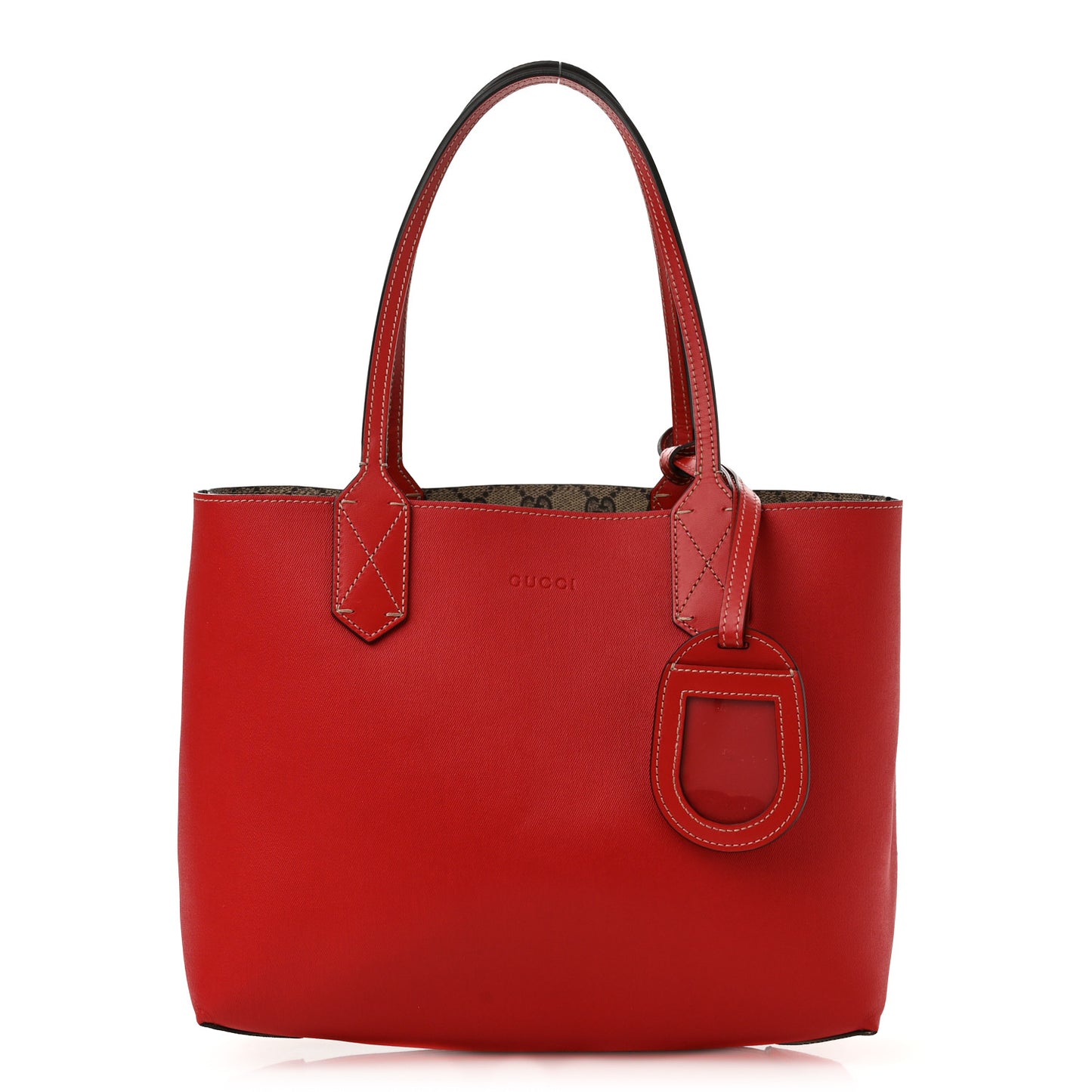 GG Supreme Monogram Small Reversible Tote Beige Red