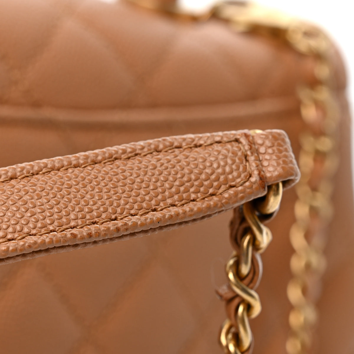 Caviar Quilted Mini Coco Chain Handle Flap Dark Beige