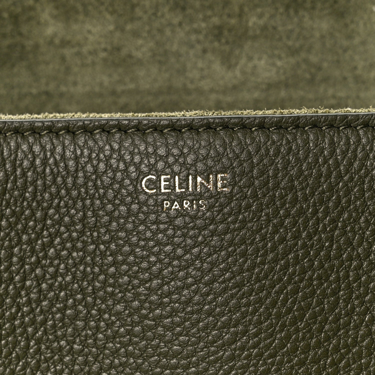 Celine Grained Calfskin Medium Soft 16 Bag Dark Olive 6 of 10