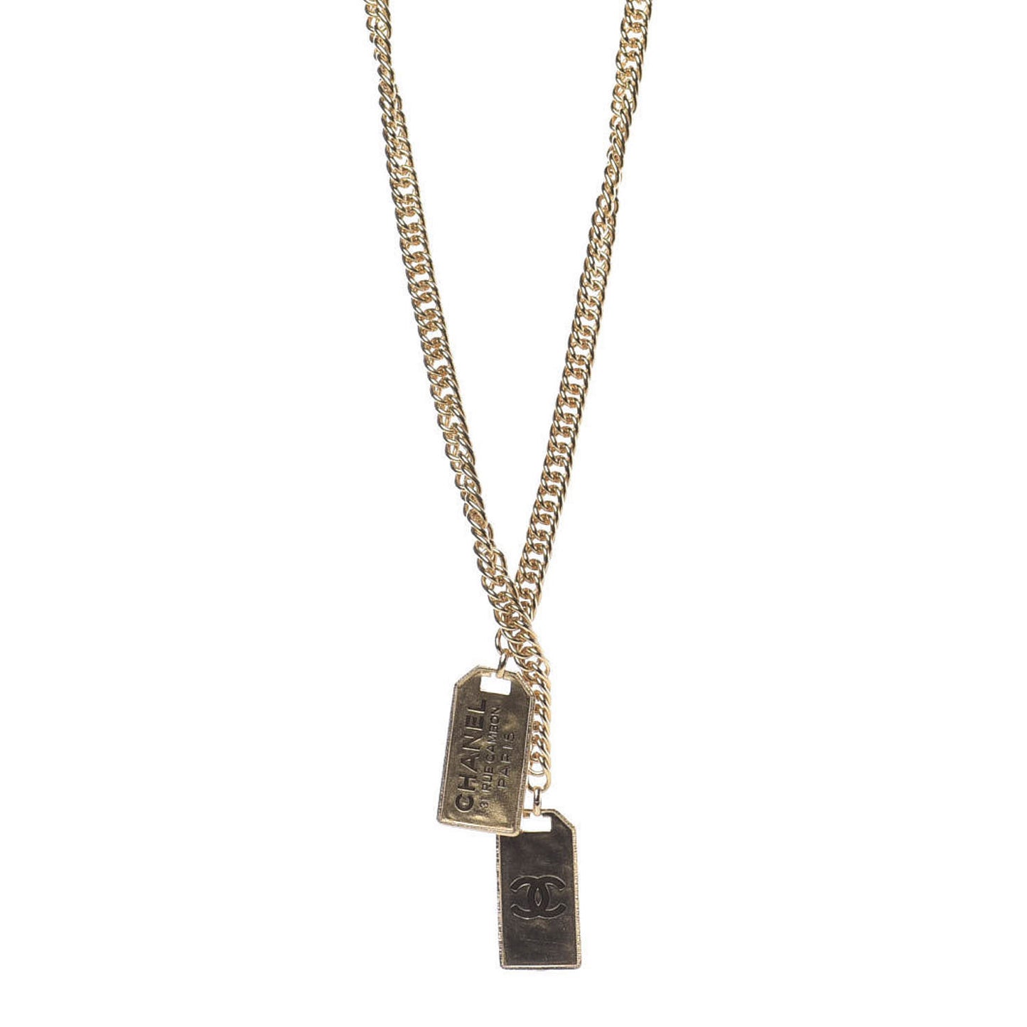 Metal ID Dog Tag Charm Necklace Gold