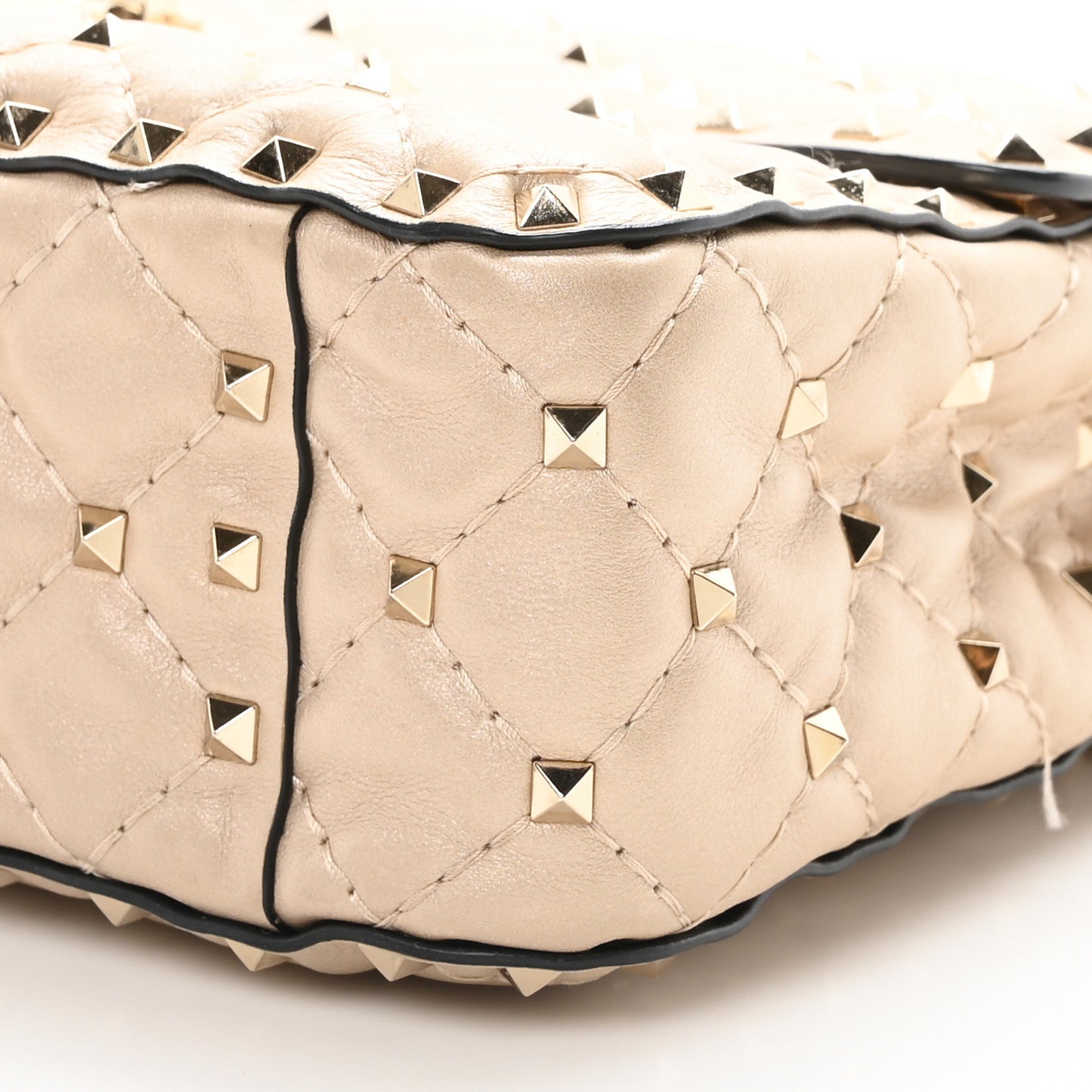 Metallic Nappa Medium Rockstud Spike Shoulder Bag Gold