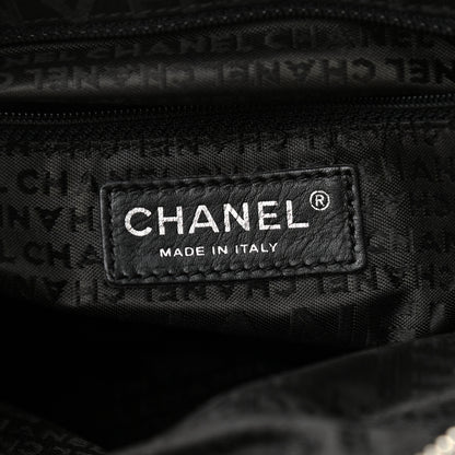Chanel Canvas Woven Lambskin Lax Accordion Hobo Black 5 of 9