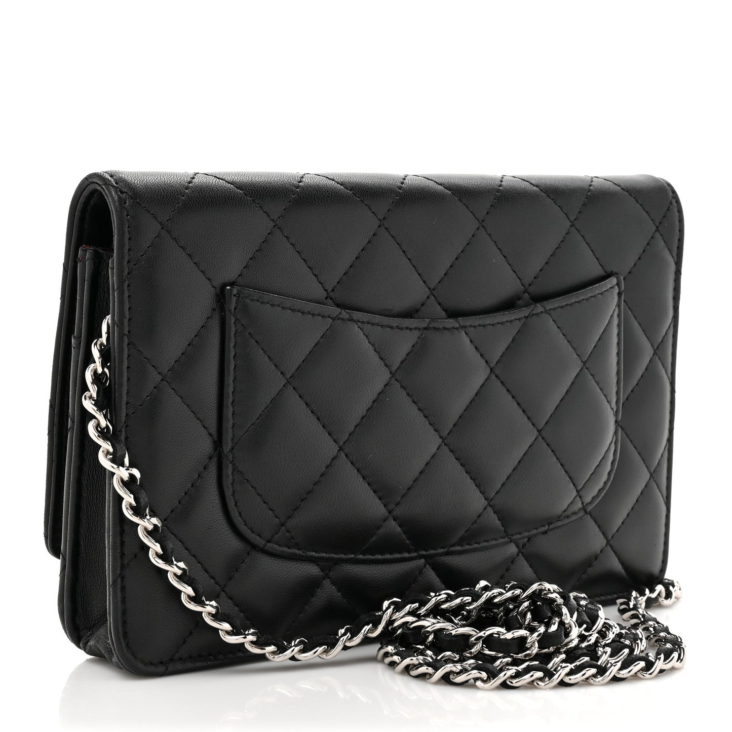 Lambskin Quilted Wallet On Chain WOC Black