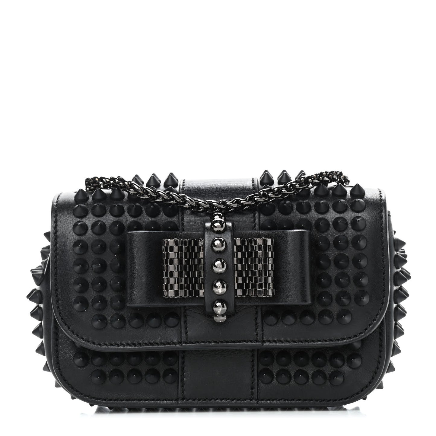 Calfskin Spikes Sweety Charity Crossbody Bag Black