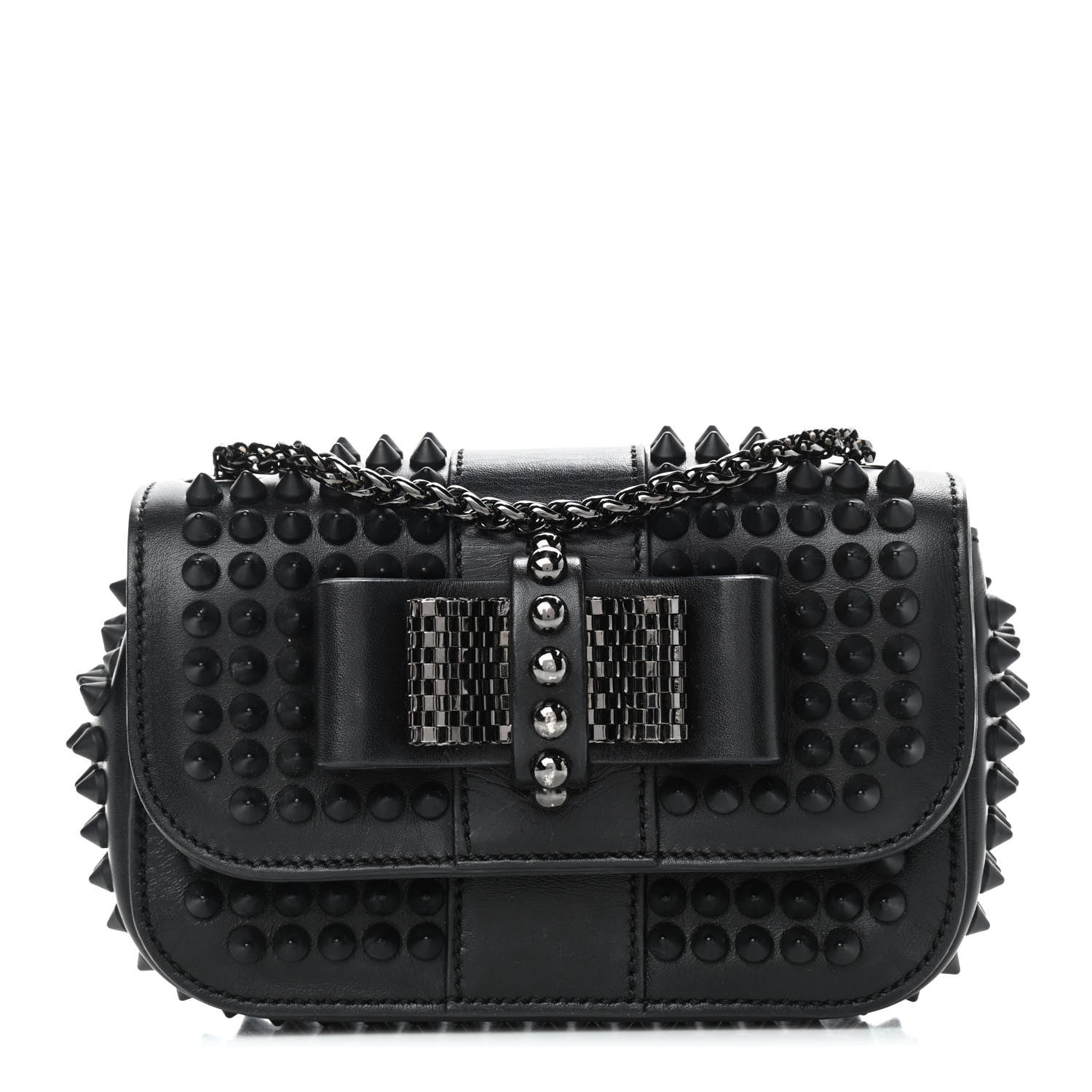 Christian Louboutin Calfskin Spikes Sweety Charity Crossbody Bag Black 1 of 9