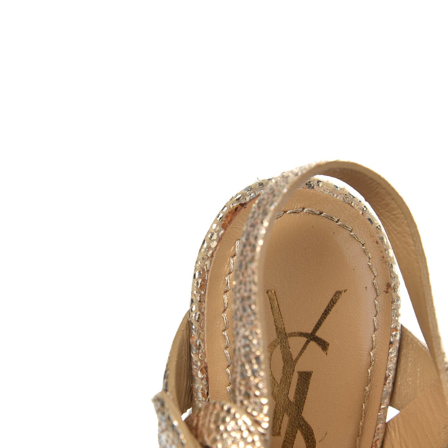 Metallic Calfskin Tribute 105 Platform Sandals 35 Gold