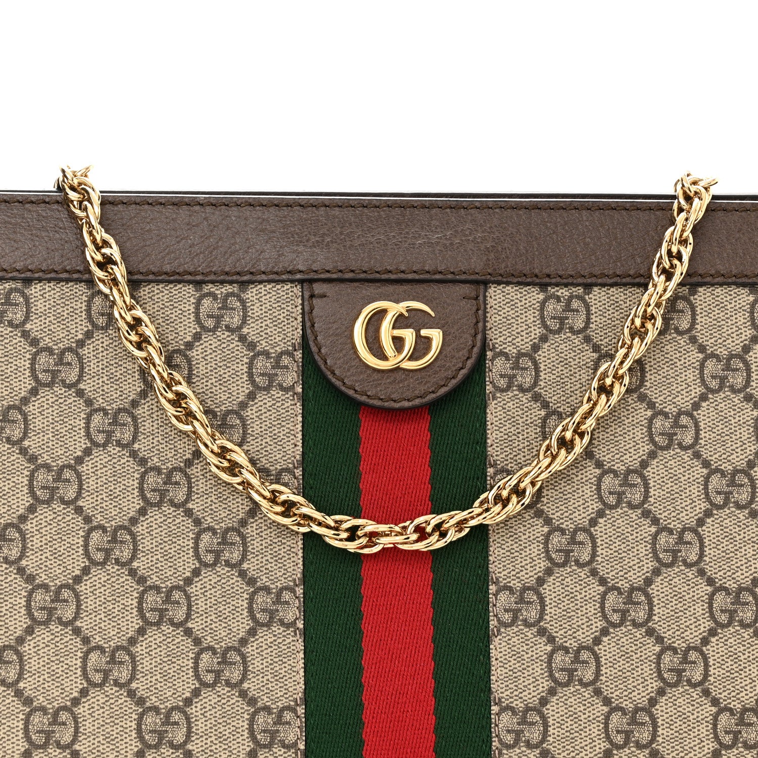 Gucci GG Supreme Monogram Web Medium Ophidia Chain Shoulder Bag Brown 8 of 12