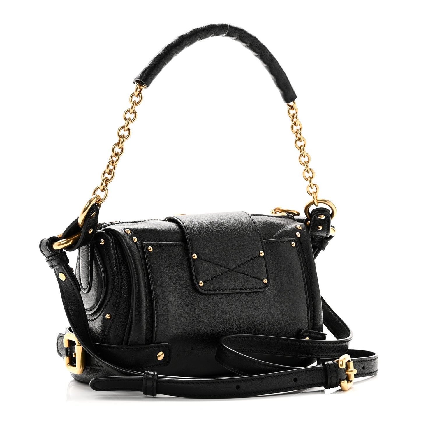 Grained Buffalo Small Paddington Chain Bag Black
