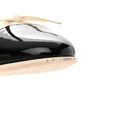 Chanel Lambskin Patent Double Stitched CC Cap Toe Ballerina Flats 39 Ivory Black 15 of 16
