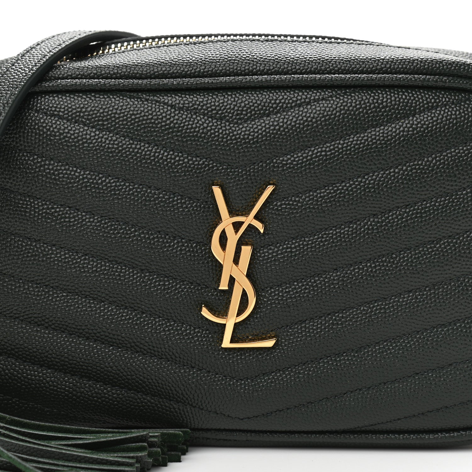 Saint Laurent Grain De Poudre Matelasse Monogram Mini Lou Camera Bag New Vert Fonce 8 of 10