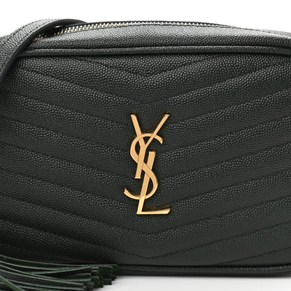 Saint Laurent Grain De Poudre Matelasse Monogram Mini Lou Camera Bag New Vert Fonce 8 of 10