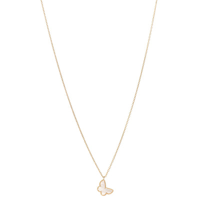 Van Cleef & Arpels 18K Yellow Gold Mother of Pearl Sweet Alhambra Butterfly Pendant Necklace 1 of 6