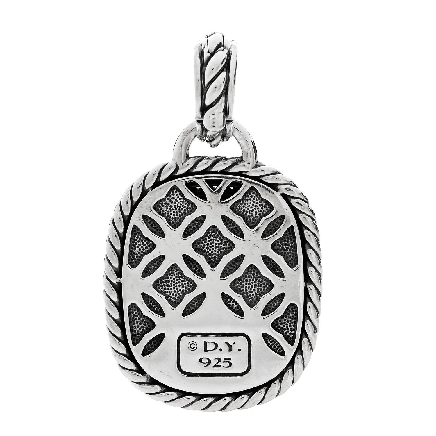 David Yurman Sterling Silver Diamond Black Onyx 22mm Albion Pendant 3 of 4