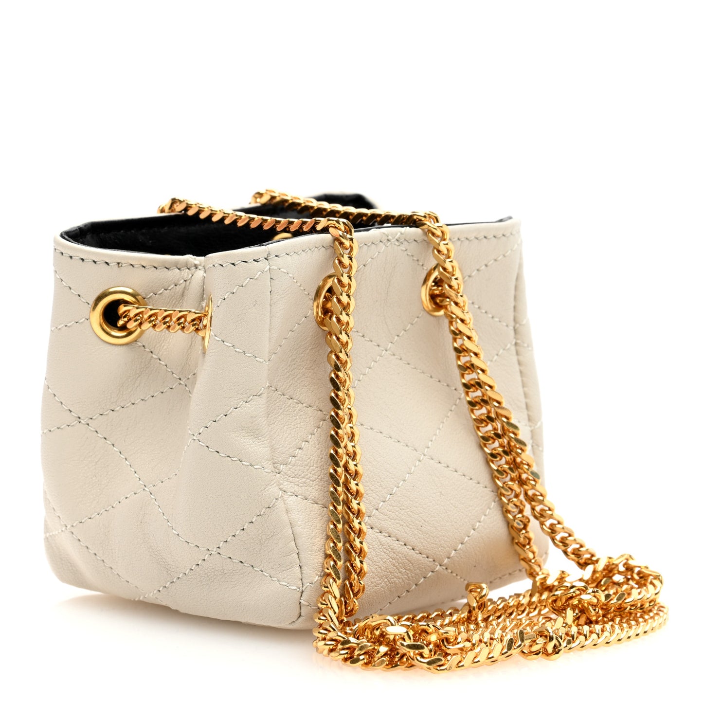 Lambskin Quilted Baby Bucket Bag Crema Soft