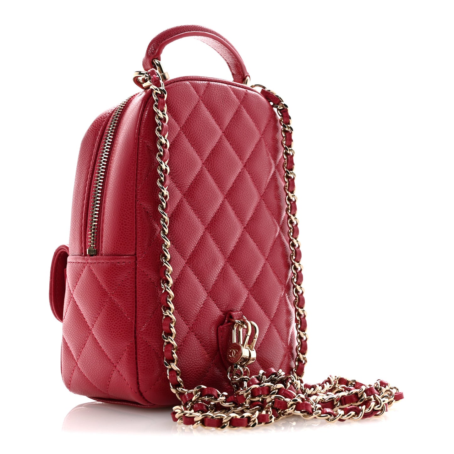 Caviar Quilted CC Mini Classic Backpack Dark Red