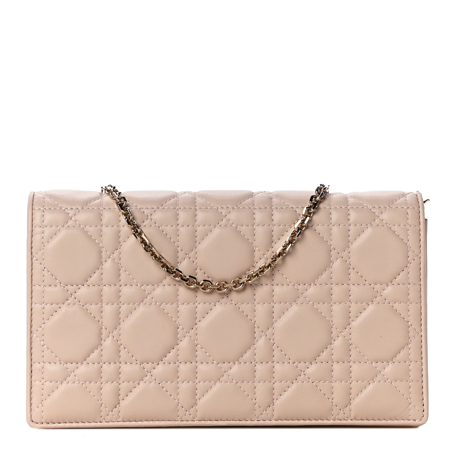 Christian Dior Lambskin Cannage Lady Dior Chain Wallet Beige 2 of 16