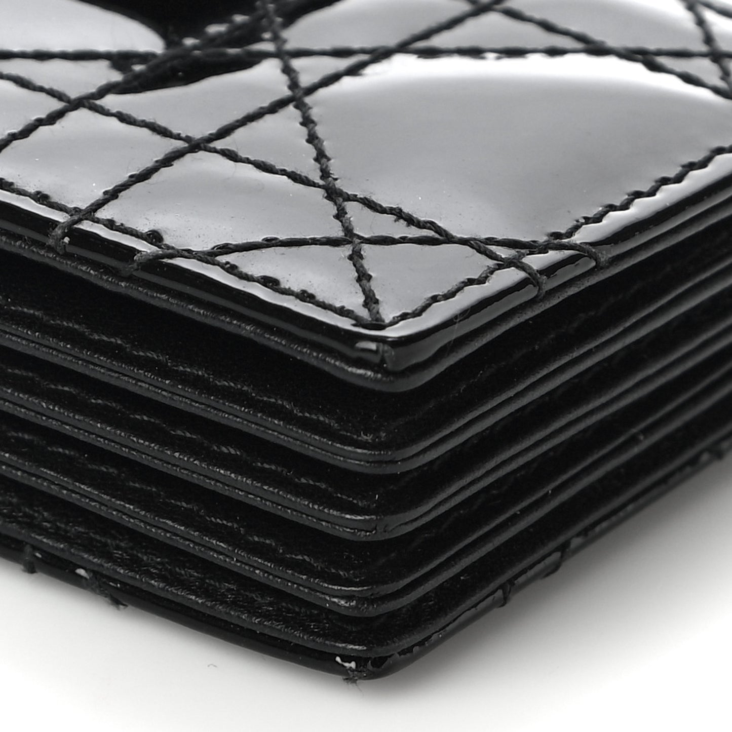 Patent Cannage Lady Dior 5-Gusset Card Holder Black
