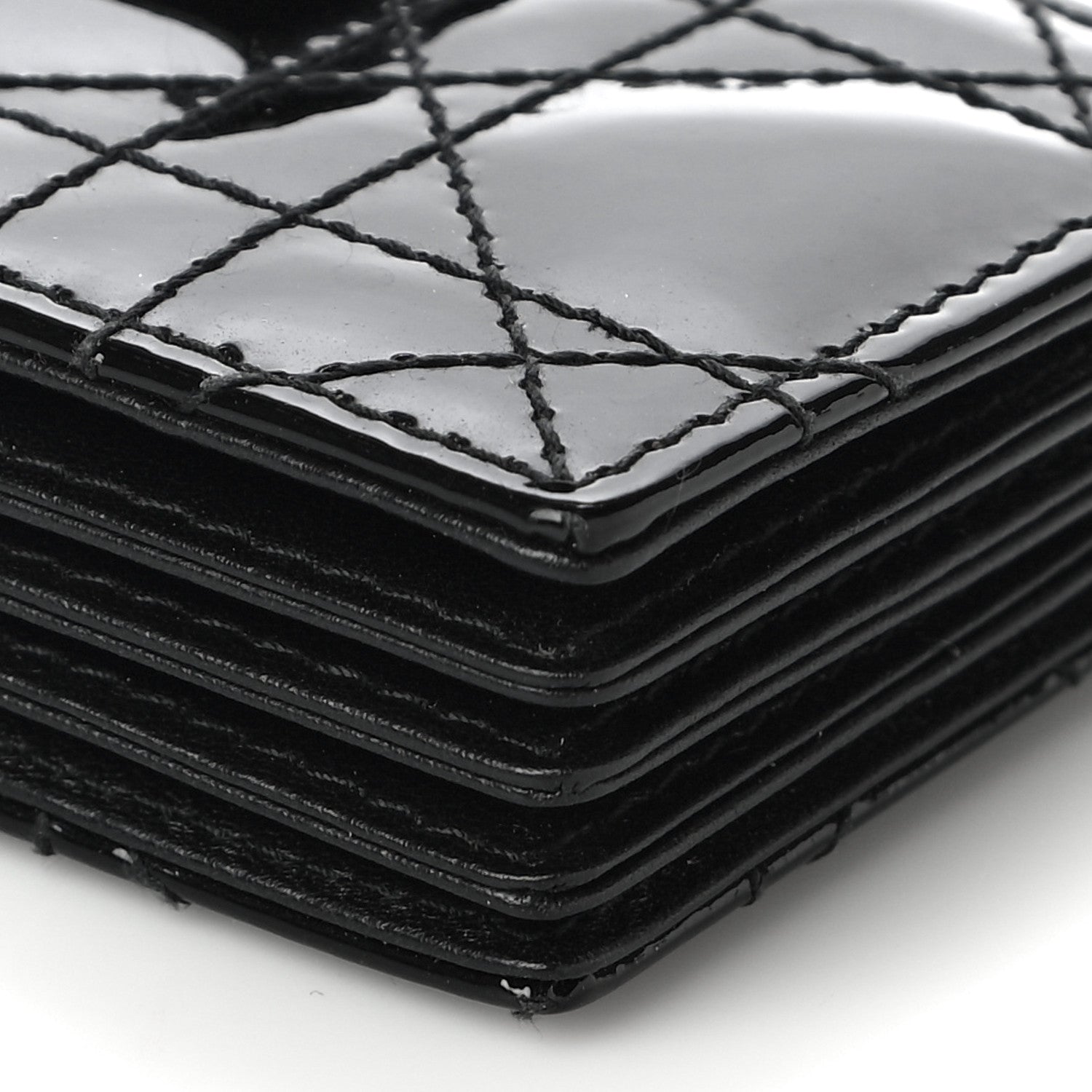 Christian Dior Patent Cannage Lady Dior 5-Gusset Card Holder Black 6 of 10