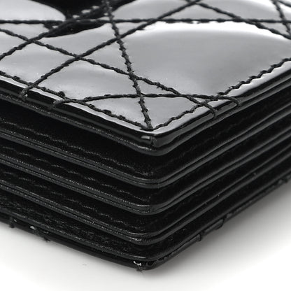 Christian Dior Patent Cannage Lady Dior 5-Gusset Card Holder Black 6 of 10