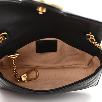 Gucci Calfskin Matelasse Super Mini GG Marmont Shoulder Bag Black 5 of 12