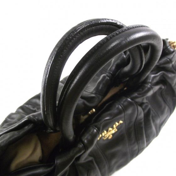 Nappa Leather Stripe Tote Black