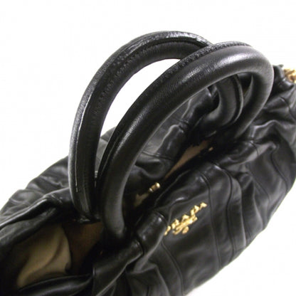 Prada Nappa Leather Stripe Tote Black 5 of 10
