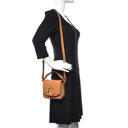 Chloe Calfskin Crocodile Embossed Mini C Bag Autumnal Brown 2 of 12