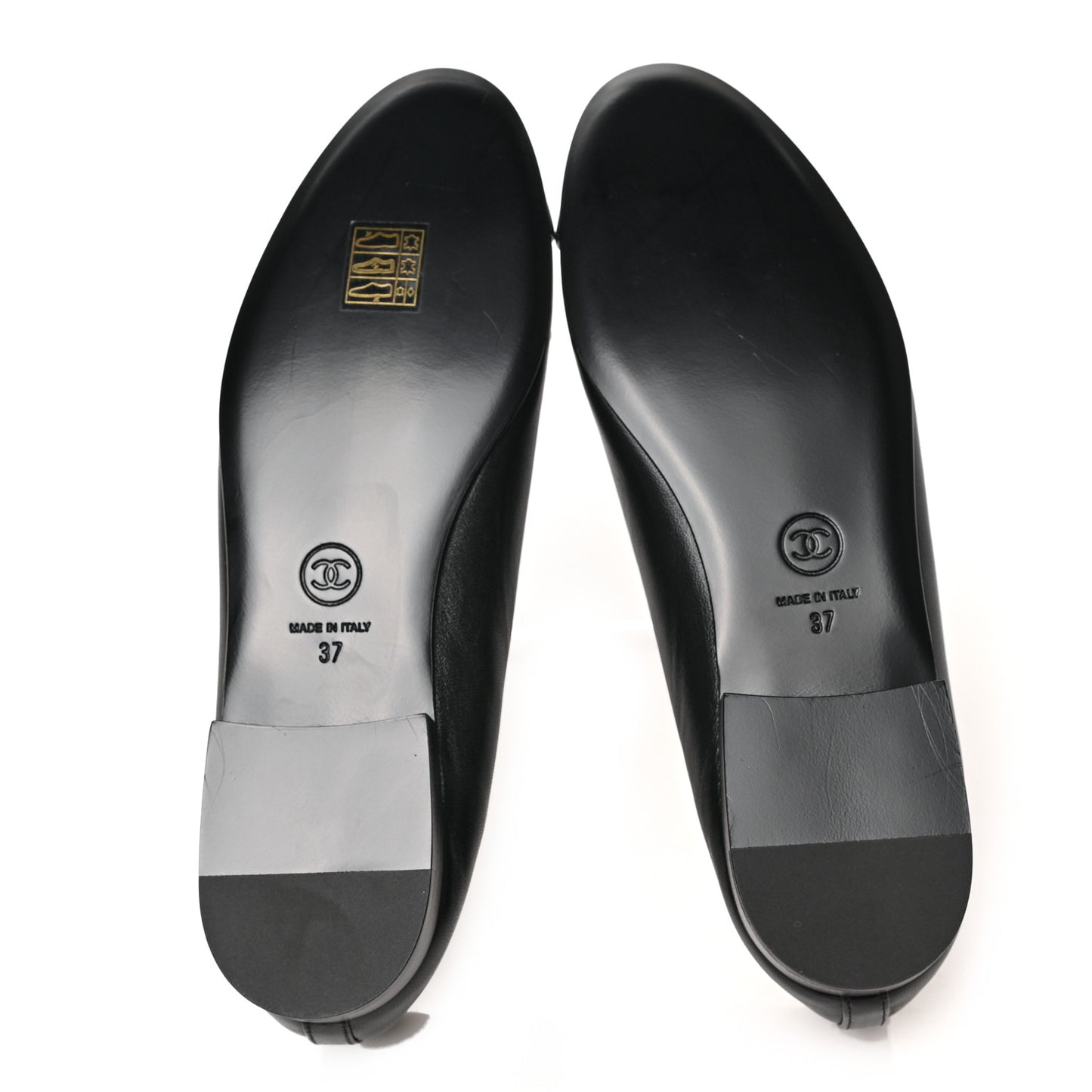 Lambskin CC Cap Toe Ballerina Flats 37 Black Dark Grey