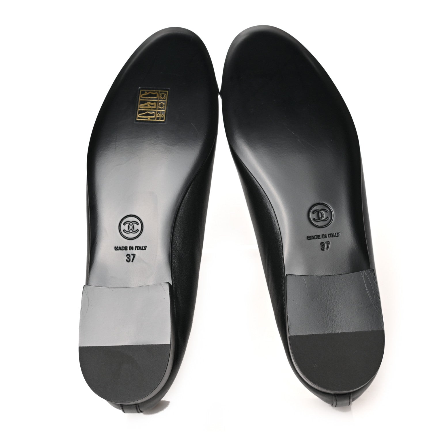 Chanel Lambskin CC Cap Toe Ballerina Flats 37 Black Dark Grey 5 of 8